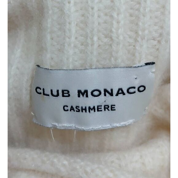 Club Monaco womens small 100% cashmere sweater mockneck raglan ivory beige - Picture 8 of 10